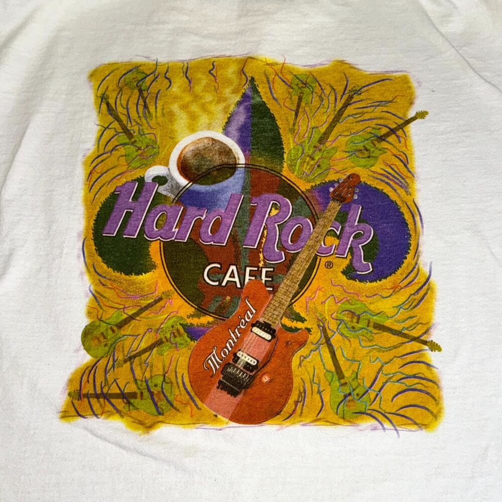 Vintage Hard Rock Cafe Montreal T-Shirt Mens XL White Graphic Print Short Sleeve